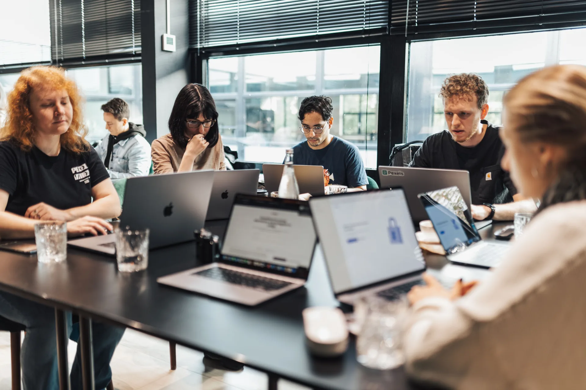 Professionals collaborating during a workplace training session